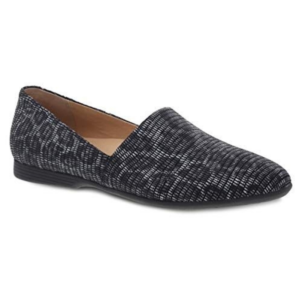 Dansko Larisa Leather Flats Gray Leopard